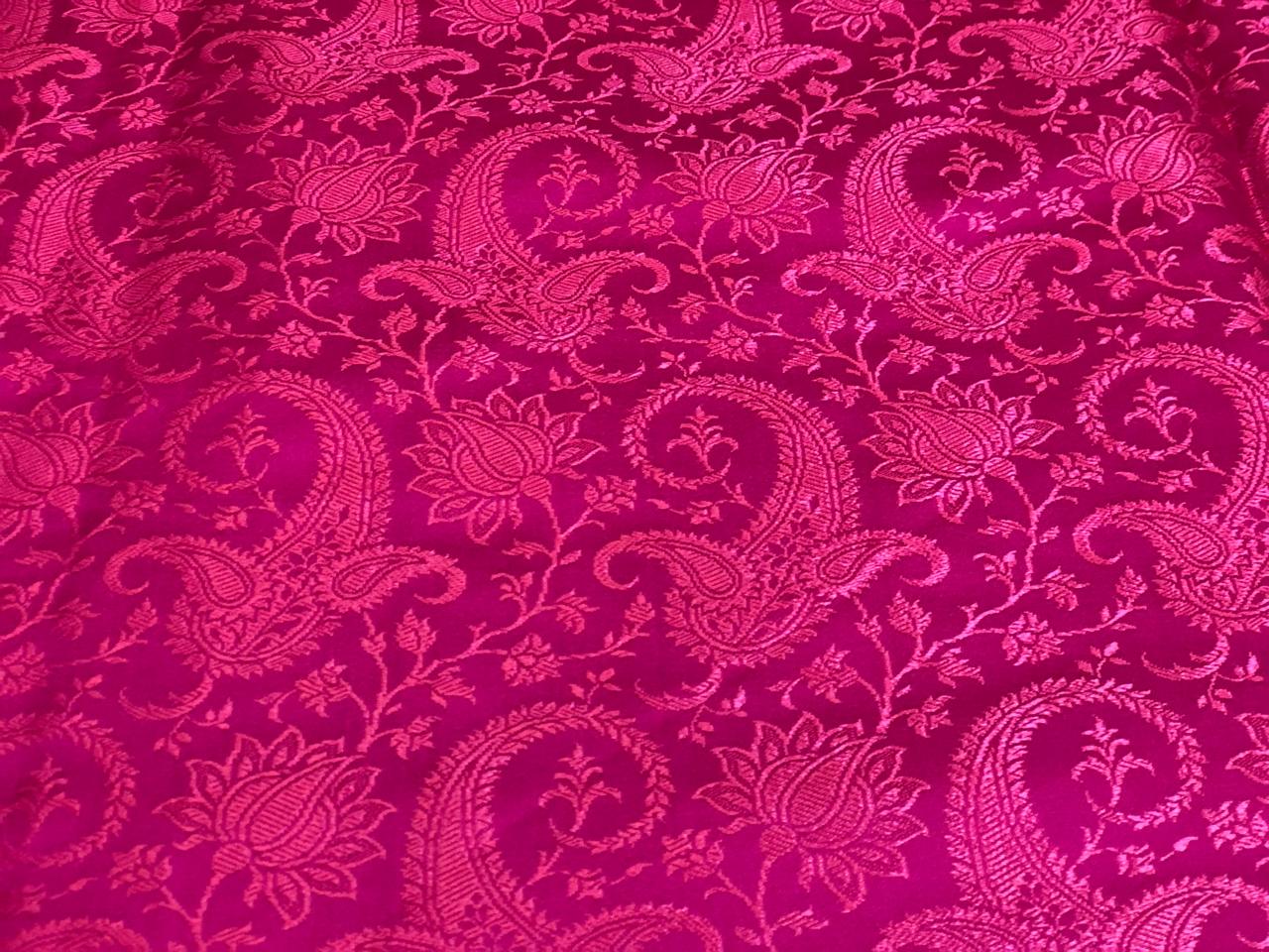 Silk Brocade fabric self jacquard paisleys available in 3 colors red , pink and coral BRO1100[1/2/3]