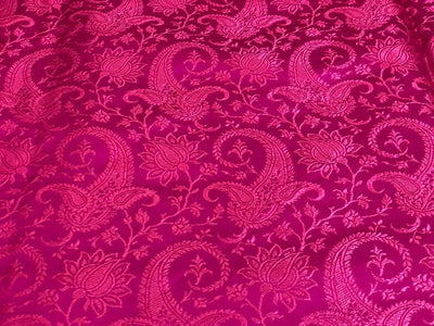 Silk Brocade fabric self jacquard paisleys available in 3 colors red , pink and coral BRO1100[1/2/3]