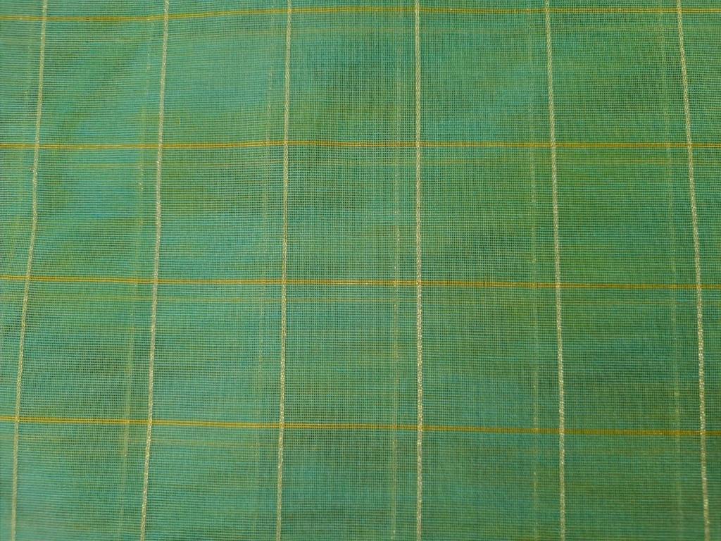 Chanderi SEA GREEN Tissue fabric with Single metallic gold Checks 44" wide sold by the yard.[11094]