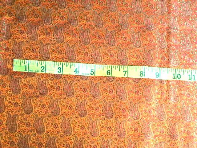 SILK BROCADE FABRIC BURNT ORANGE,GREEN & RED COLOR 44" WIDE BRO408[6]