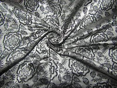 Silk Brocade Fabric black & gery color 44" wide BRO747[4]