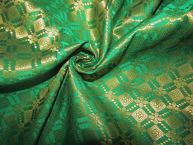 Silk Brocade Fabric Brown green color 44" wide BRO748A[3]