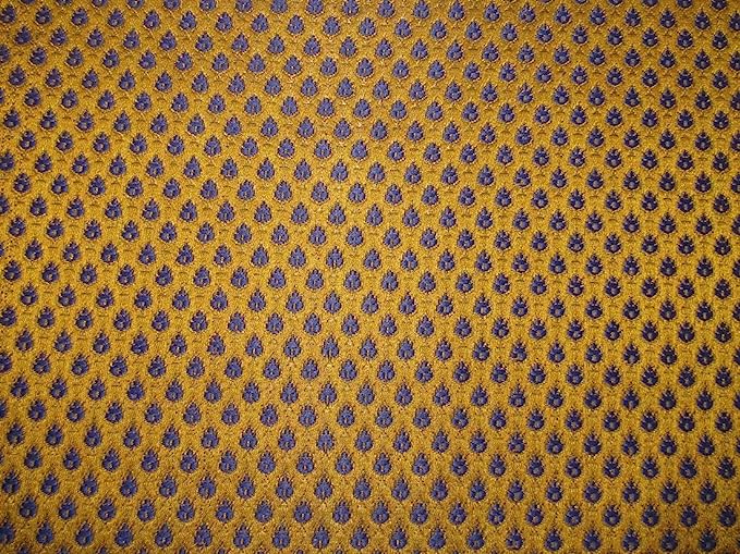 SILK BROCADE FABRIC Mustard,Blue & Metallic Gold Color 44" wide BRO382[2]
