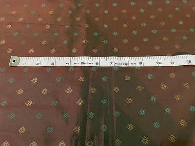 Mary Ann silk fabric with jacquard 44" wide RED X GREEN with motif [15508]