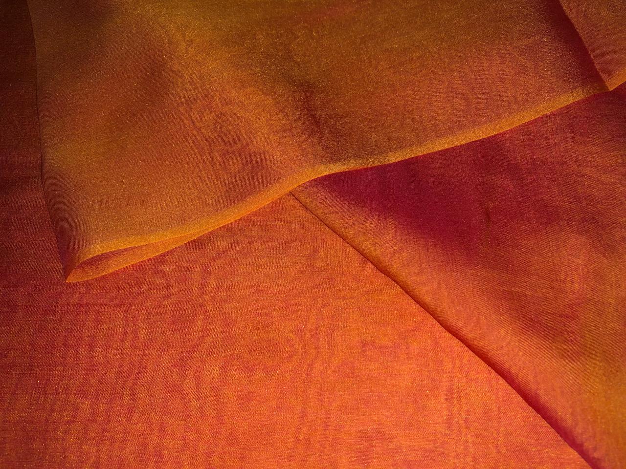Silk flat chiffon fabric 54"2tone available in 3 colors blue x pink, orange x pink and peach x green