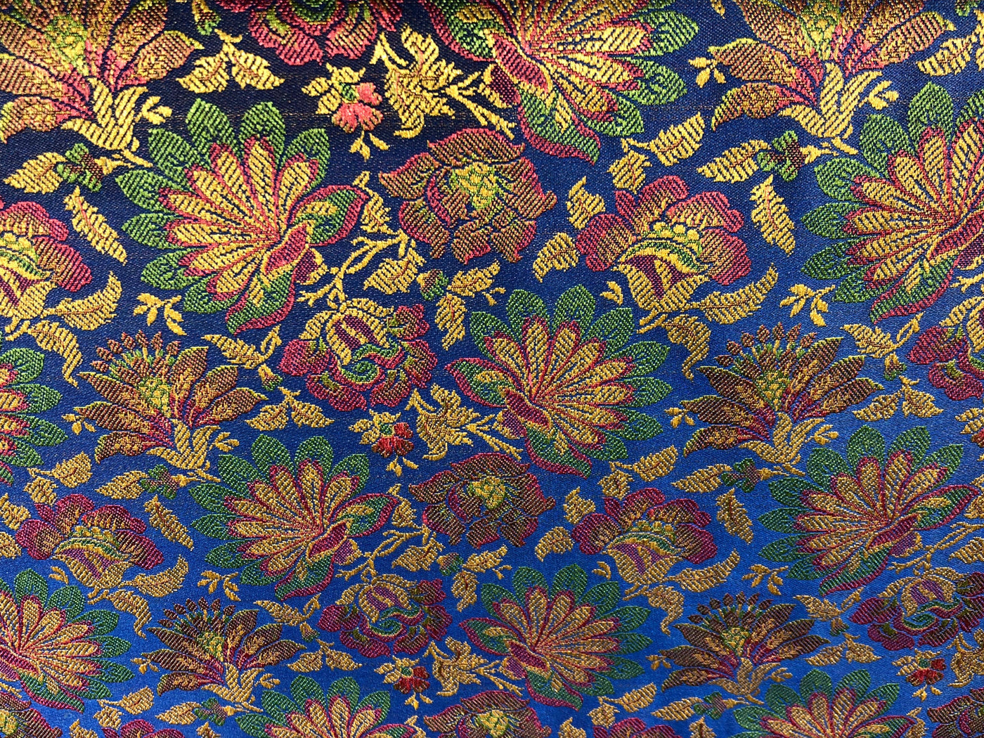 Silk Brocade fabric floral  jacquard available in 2 colors brown and royal blue  BRO1023[1/2]
