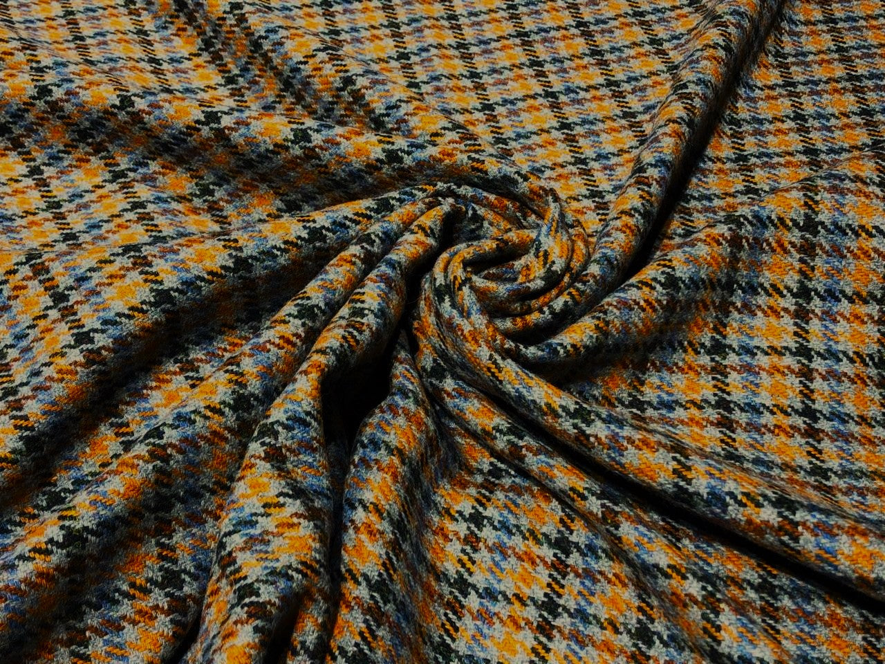 Tweed Premium Suiting Wool Blended plaids in grey ,green, mustard and blue Fabric 58" wide [17745]