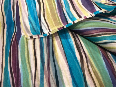 100% silk organza stripes multi color fabric 44" wide [17064]