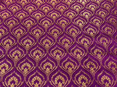 Silk Brocade fabric with metallic gold  jacquard available in 3 colors purple, green and candy pink BRO1025