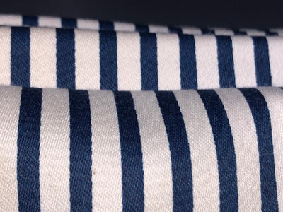 100% Cotton Denim  Fabric 58" wide available in 2 different stripe designs both navy and white stripes [15597/98]