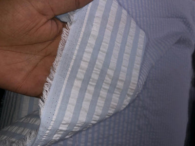 Italian cotton seersucker fabric 58" wide available in white / multi/ blue /fawn /baby pink/ sky blue and bright blue seersucker stripes