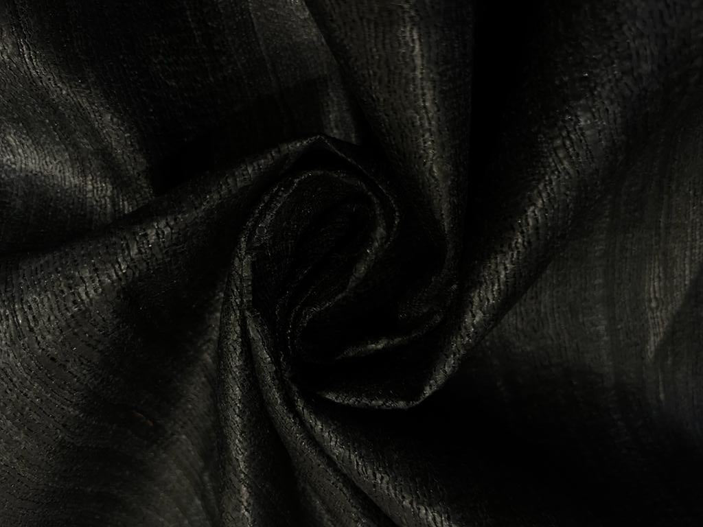 100% TUSSAR SILK Fabric NATURAL BLACK COLOR 44