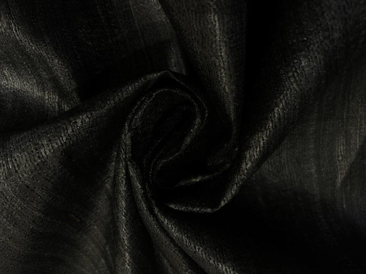 100% TUSSAR SILK Fabric NATURAL BLACK COLOR 44