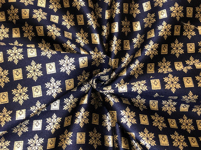 Silk Brocade fabric navy and subtle gold  BRO1085[1]