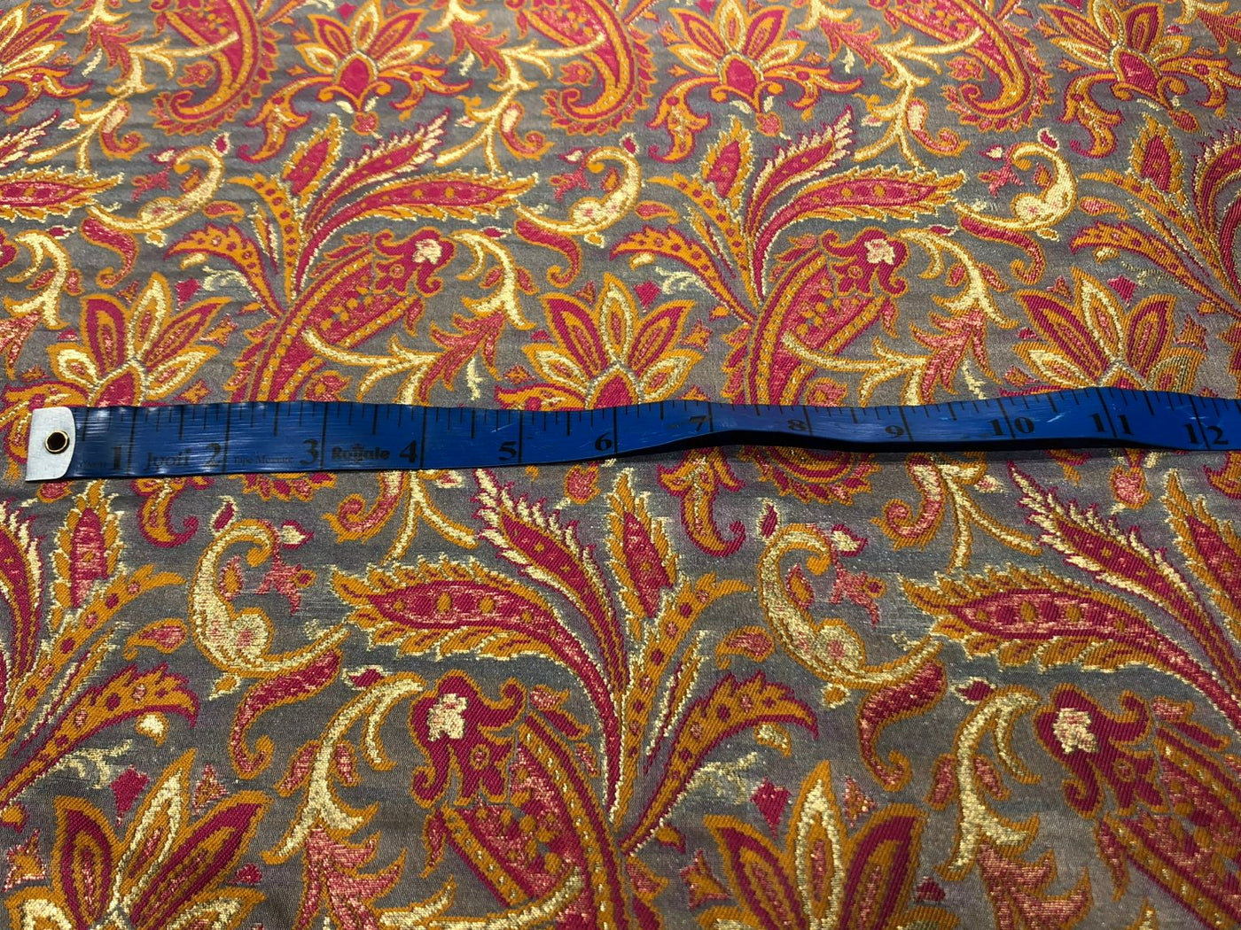 Silk Brocade fabric 44" floral, paisley with gold metallic jacquard available in 3 colors pink,peach,mango/mint green,pink,mango and silver grey,pink,mango BRO1058