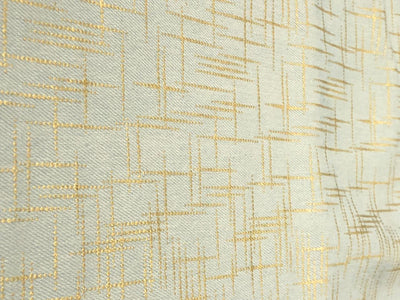 100% Cotton Denim Fabric with foil print 58" wide available in 3 colors light dusty green, light blue and darker blue[17720/21/22]