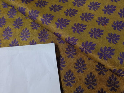 Silk Brocade fabric Semi Sheer Metallic,Yellow & Purple color 44" wide BRO240[3]