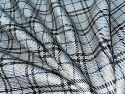 British Tweed Premium Suiting plaids Fabric 58" wide available in two colors grey and navy / grey and black