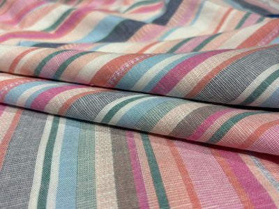 100% Cotton Yarn Dyed Stripe 58" wide available in 3 colors pink and white/green and white/ blue and white and multicolor