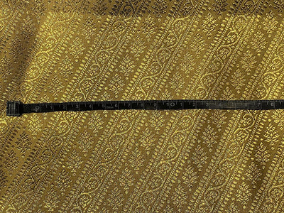 Silk Brocade fabric 44" gold  jacquard diagonal stripes of intricate self gold designs  BRO1063[2]
