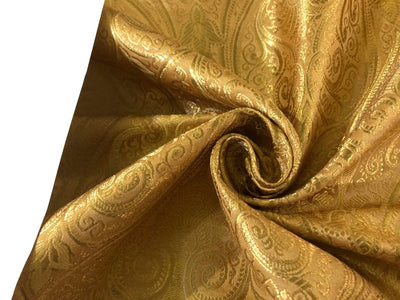 Silk Brocade fabric Paisleys gold x metallic gold Color 44" wide BRO712[5]