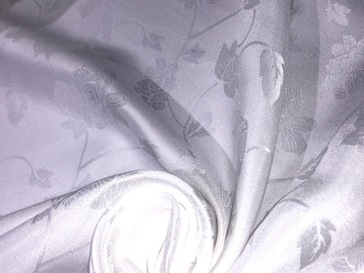 Silk  Satin JACQUARD IVORY WHITE 44" wide available in abstract,floral,roses,waves and triangles jacquard  designs