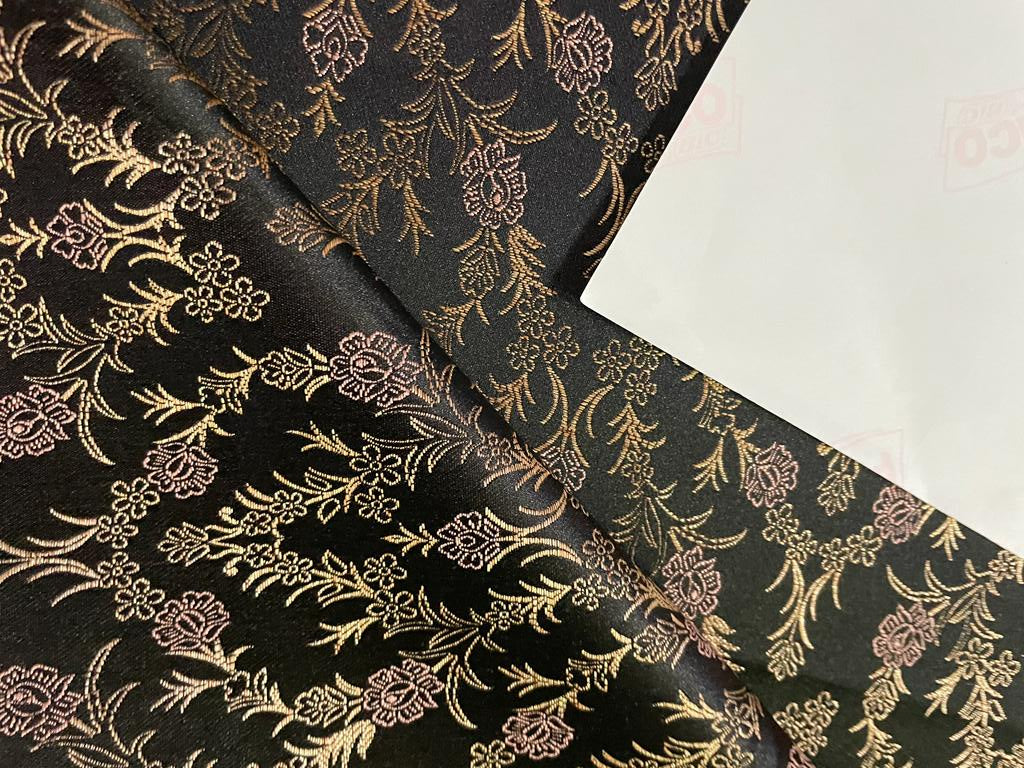 Silk Brocade fabric Brown, rose gold and metallic gold 58" wide BRO903[6]