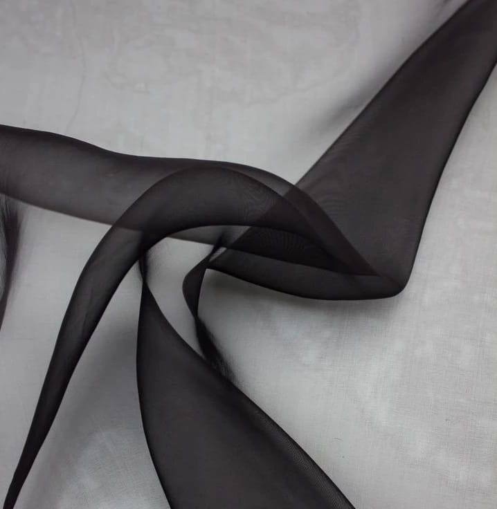 Silk organza fabric BLACK color available in 44" and 54"