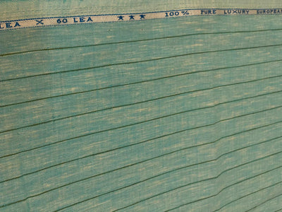 100% Linen stripe 60's Lea Fabric 58" wide available in 2 colors  lime green and sea blue stripes [16895/96]
