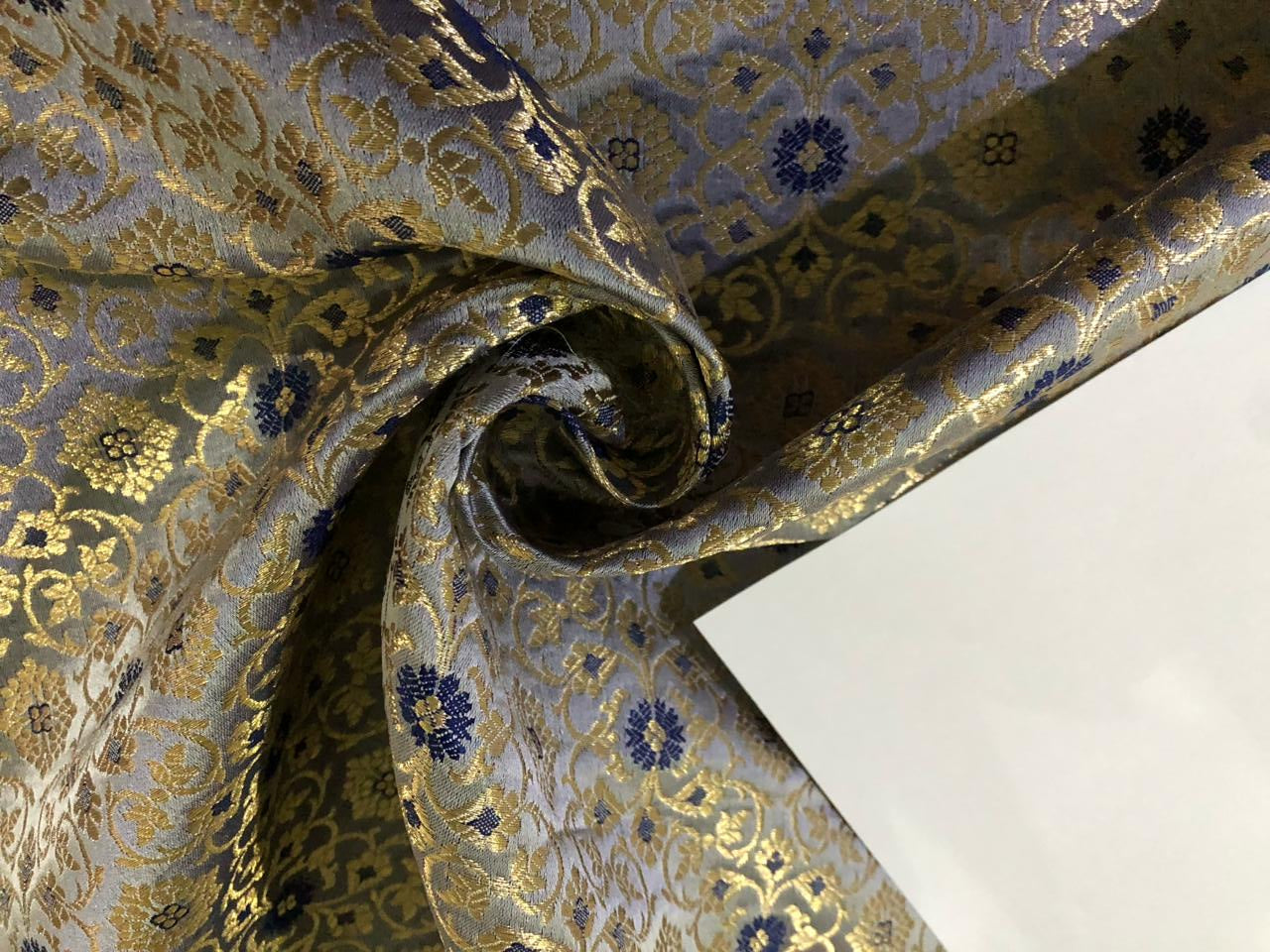Grey/Gold Silk Brocade JV-1357 Fabric main image 1