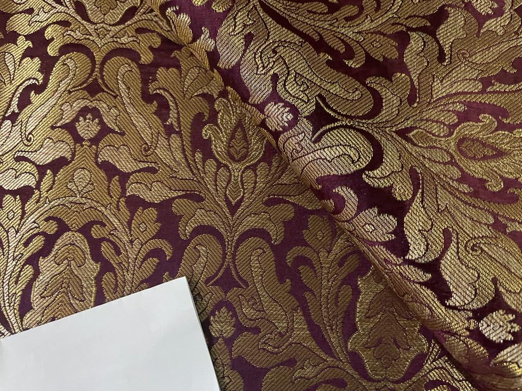 Silk Brocade fabric WINE X METALIC GOLD 44" wide BRO906[2]