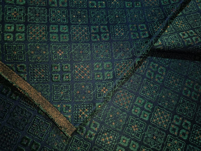 Silk Brocade fabric peacock blue green color 44" wide BRO881B[1]