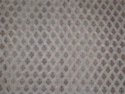 100% COTTON BROCADE WITH IVORY X GOLD METALLIC colour 44&quot; wide MOTIFS