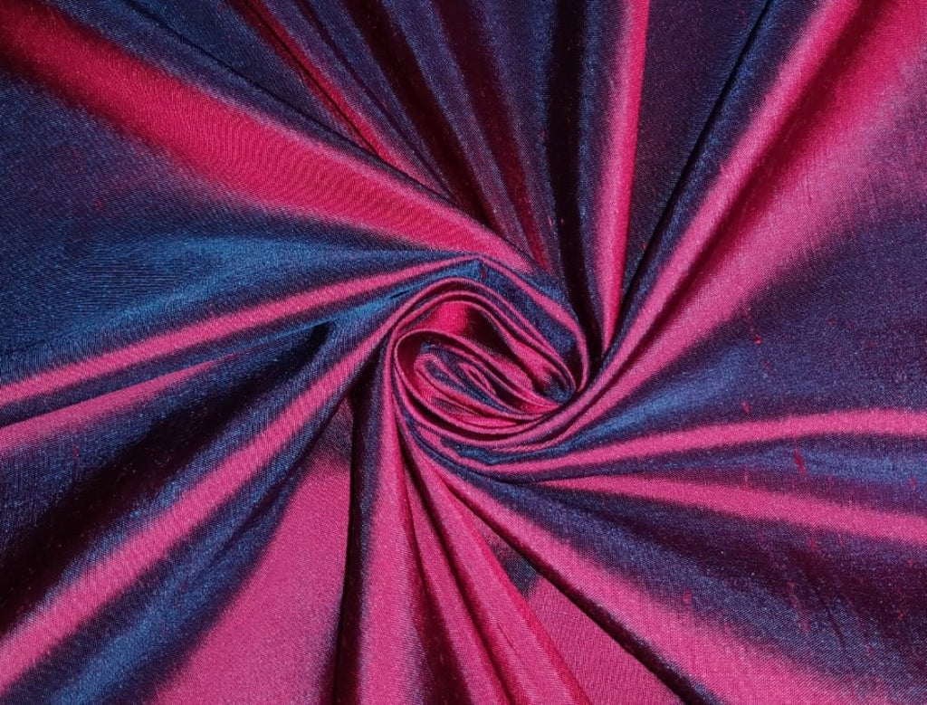 100% Silk Dupion fabric RED X BLUE color 54" wide DUP388[1]