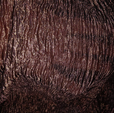Metallic tissue organza Crinkled [crushed] fabric 32" wide available in three colors [dark brown rust x copper salmon]