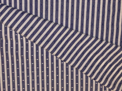 100% Cotton Poplin denim blue color dobby stripe  53" wide [18486]