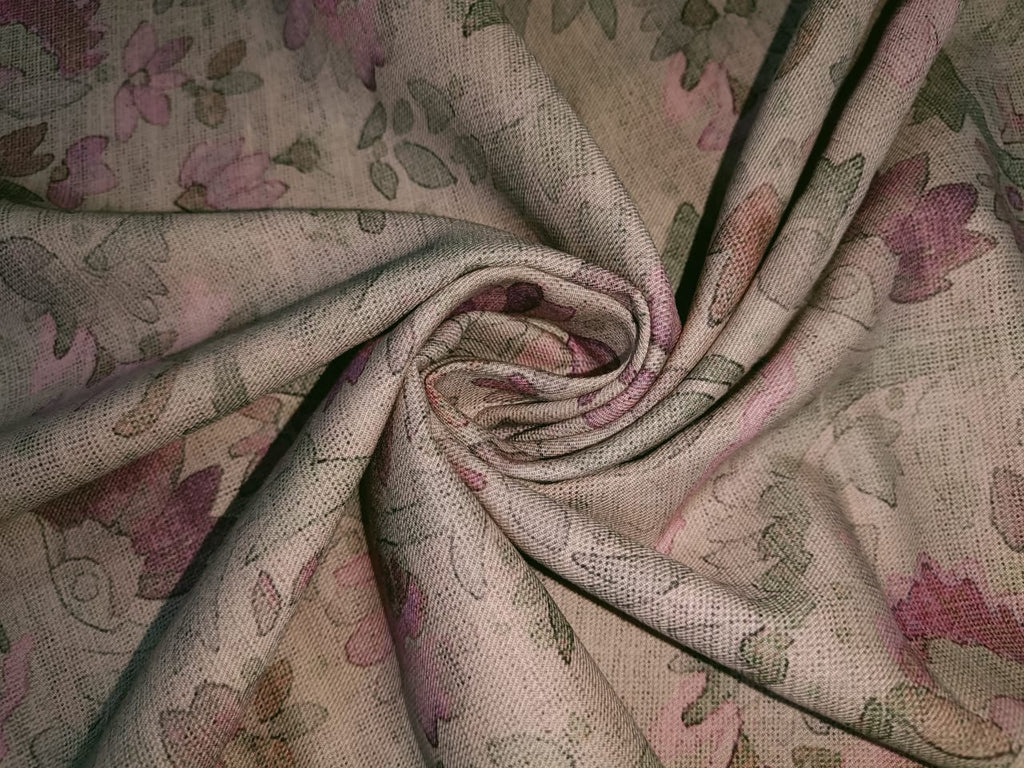 TASHMINA FABRIC available in 4 colors with matching solid [light olive/beige/pastel green and peach]