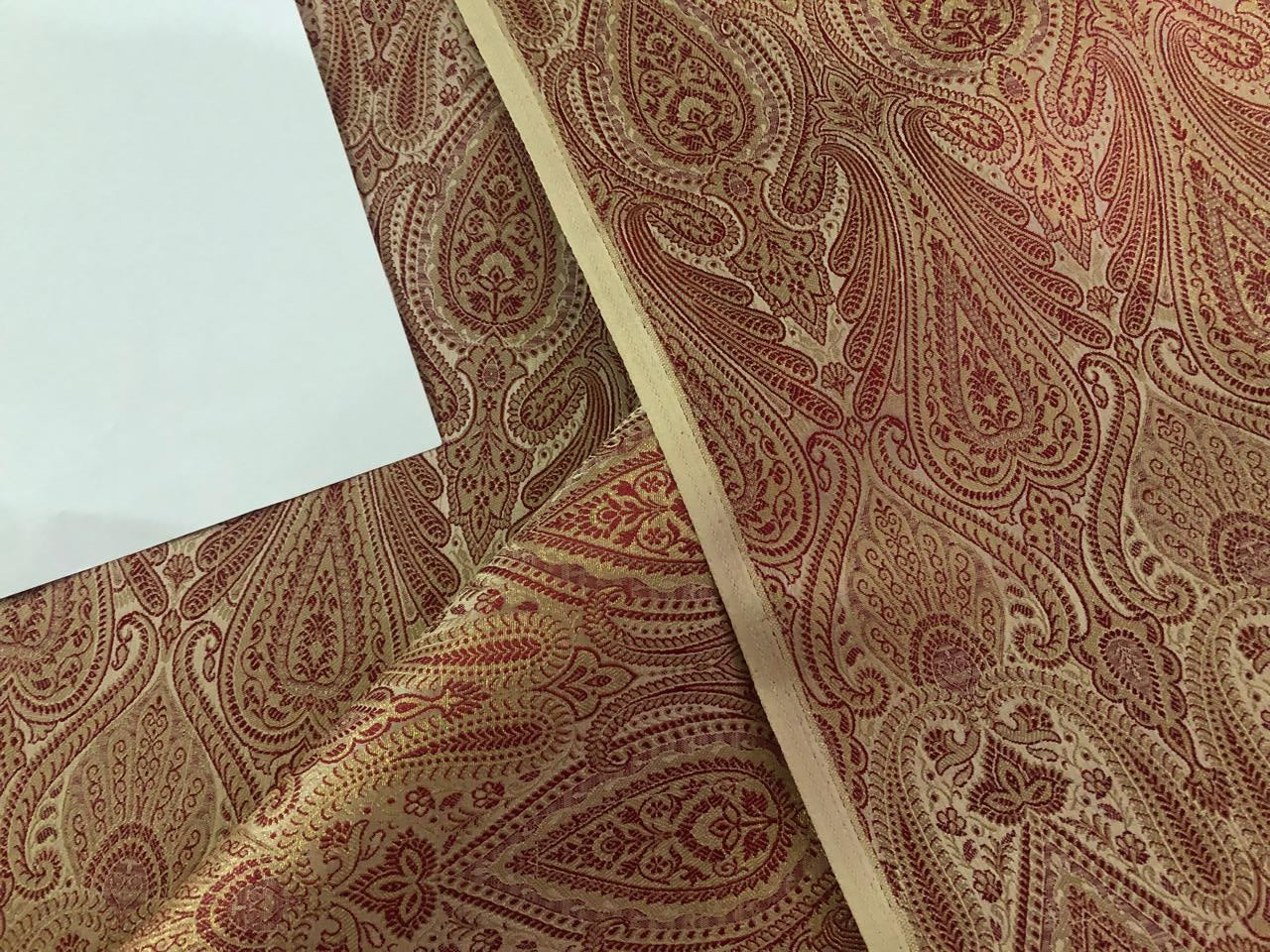 Silk Brocade fabric burgandy and  gold jacquard  BRO1005[5]
