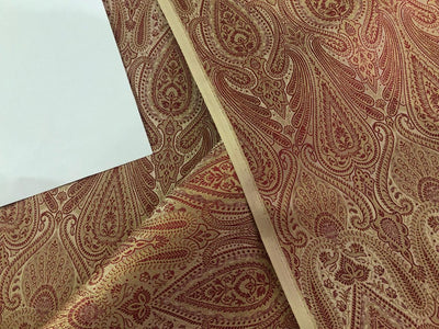 Silk Brocade fabric burgandy and  gold jacquard  BRO1005[5]
