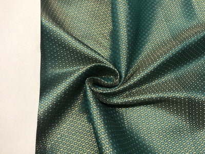 Silk Brocade fabric teal and subtle gold motif BRO1080[2]