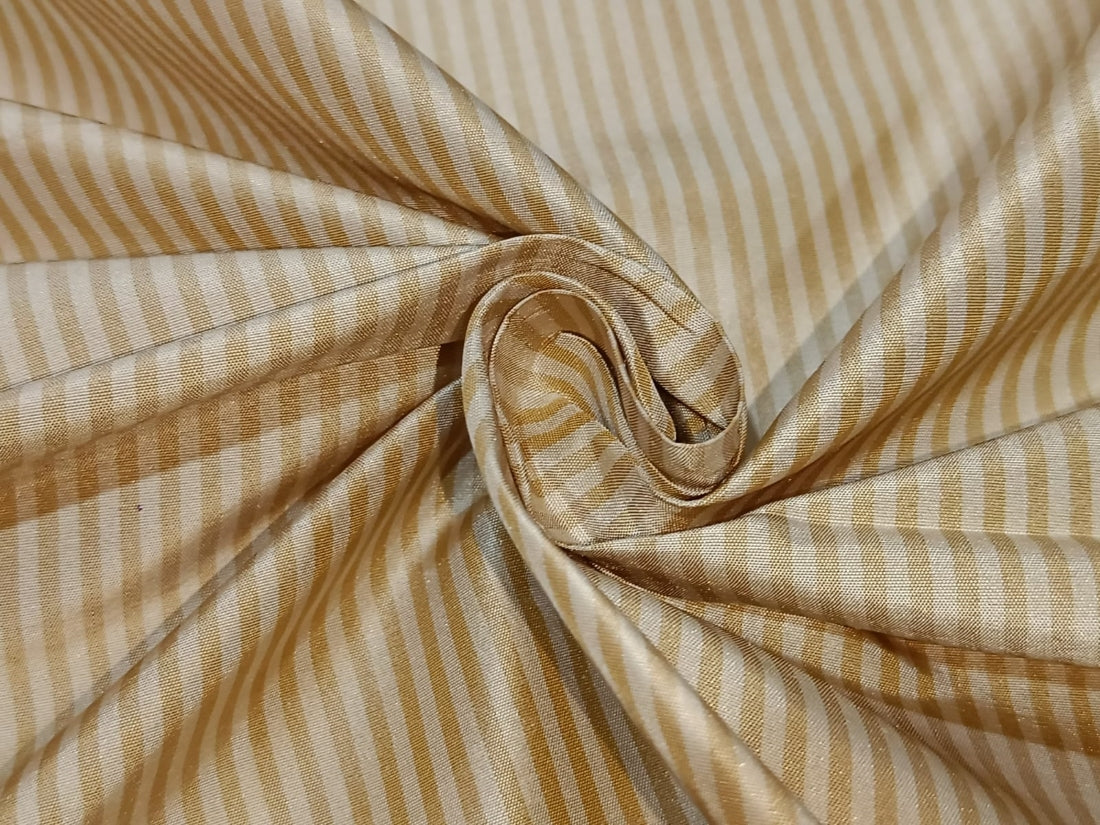 100% Silk Taffeta stripes 54" wide 3 mm TAFNEWS12 available in 5 colors [orange and yellow/ blue and yellow/ gold and beige/ rust / blue and black]