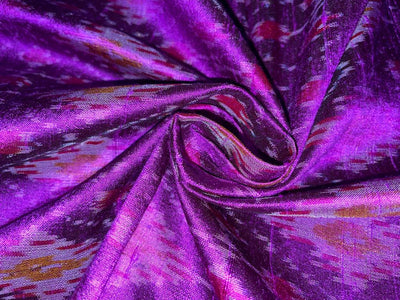 100% pure silk dupion ikat fabric Aubergine color 44" wide DUP_IKAT_8376