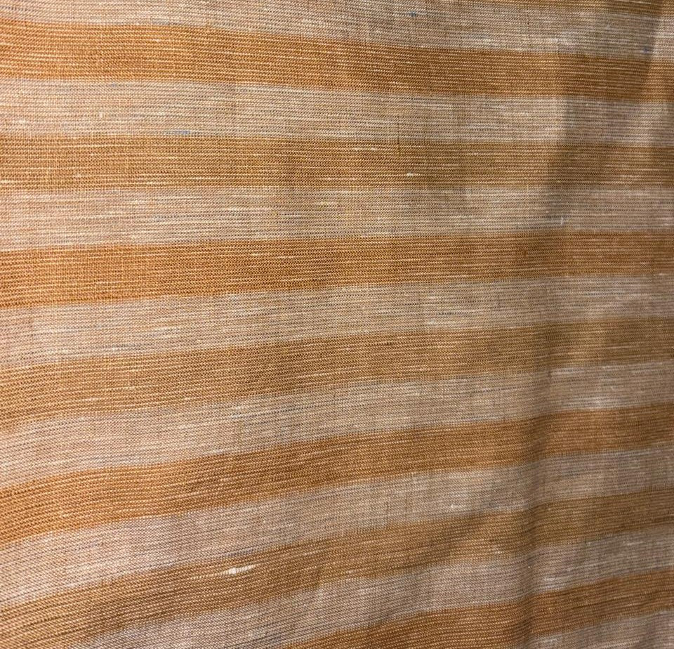 100% Linen stripe 60's Lea Fabric 58" wide beige and brown stripe [17195]