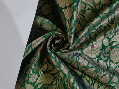 Silk Brocade fabric 44" wide BRO884 available in 4 colors [RED GREEN ORANGE X PINK ORANGE]