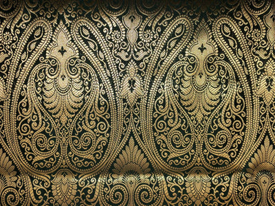 Silk Brocade fabric beautiful paisley  jacquard available in navy and green BRO1073[1/2]]