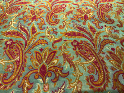 Silk Brocade fabric 44" floral, paisley with gold metallic jacquard available in 3 colors pink,peach,mango/mint green,pink,mango and silver grey,pink,mango BRO1058