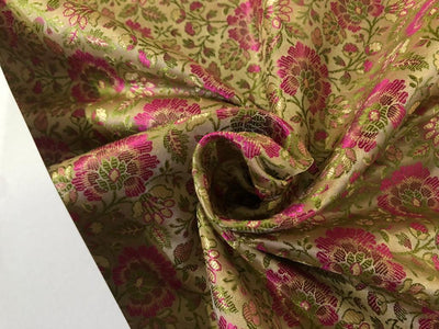 Silk Brocade fabric 44" wide Floral Jacquard available in 5 colors BRO 919 NAVY, GREEN ,DEEP BURGANDY,GOLD,RED[15714-15718]