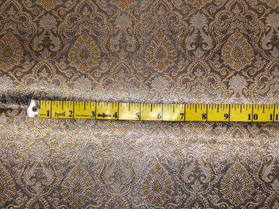 Silk Brocade fabric silver grey with white gold  jacquard BRO1074[2]