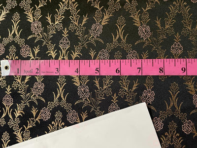 Silk Brocade fabric Brown, rose gold and metallic gold 58" wide BRO903[6]