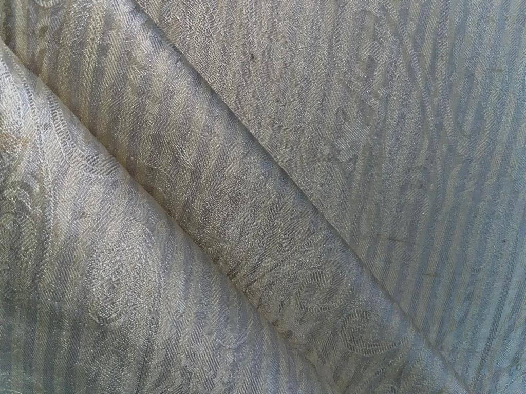 100% Silk Taffeta Jacquard Stripe Fabric available in lilac [ only 0.60 yards YELLOW 1 YARD CREAM 1.50 YD TEAL 1.15 GREEN 1 YD PINK 1 YD BLUE 1 YD DUSTY WINE 0.90 YDS CREAM AND GREY 1 YD